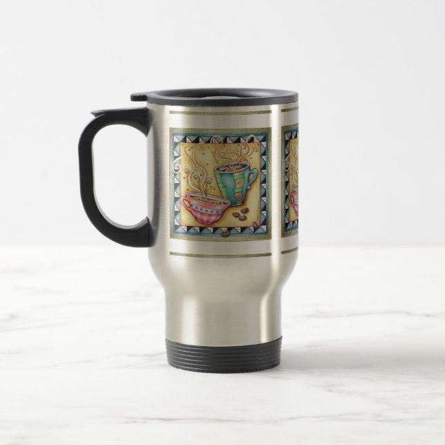TRAVEL MUG - COOL BEANS! COFFEE ART (Left)
