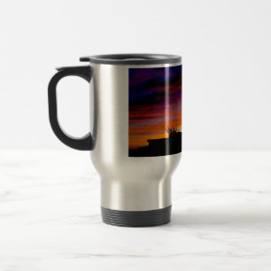 Travel mug insulated with beautiful sunset photo