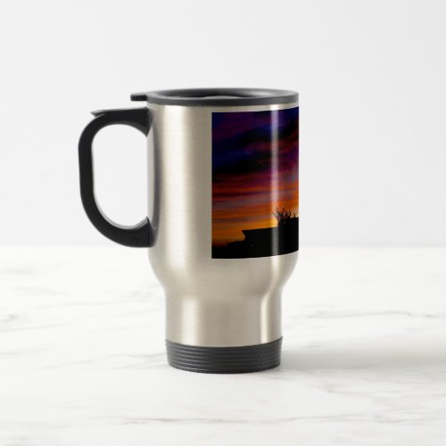 Travel mug insulated with beautiful sunset photo 