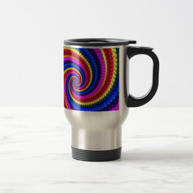 Travel Mug - Rainbow Swirl Fractal Pattern (Right)