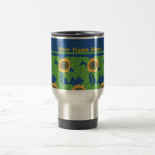 Travel Mug to Customize,  Golden Sunflowers (Center)