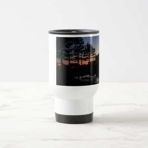 Travel mug w handle sunset photo pines East  Coast