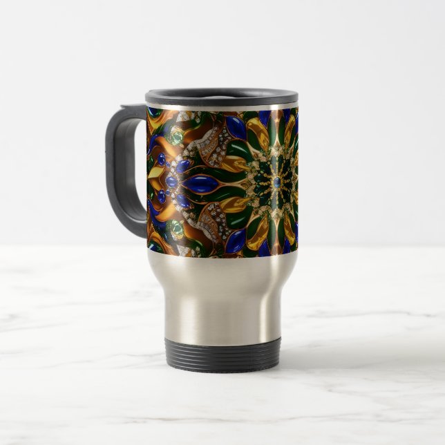Travel Mug with Brazil Colors Design (Front Left)
