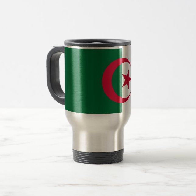 Travel Mug with Flag of Algeria (Front Left)