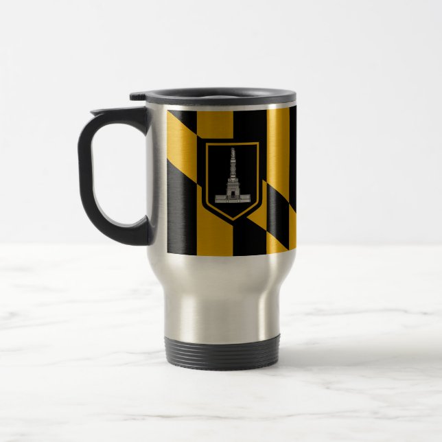 Travel Mug with Flag of Baltimore, Maryland, USA (Left)
