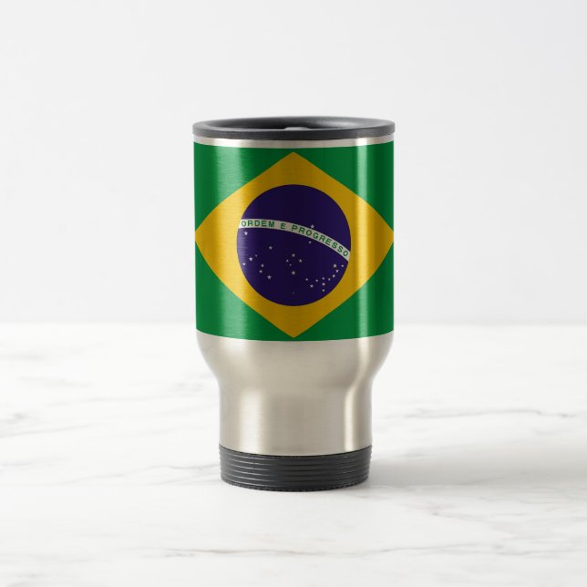 Travel Mug with Flag of Brazil (Center)