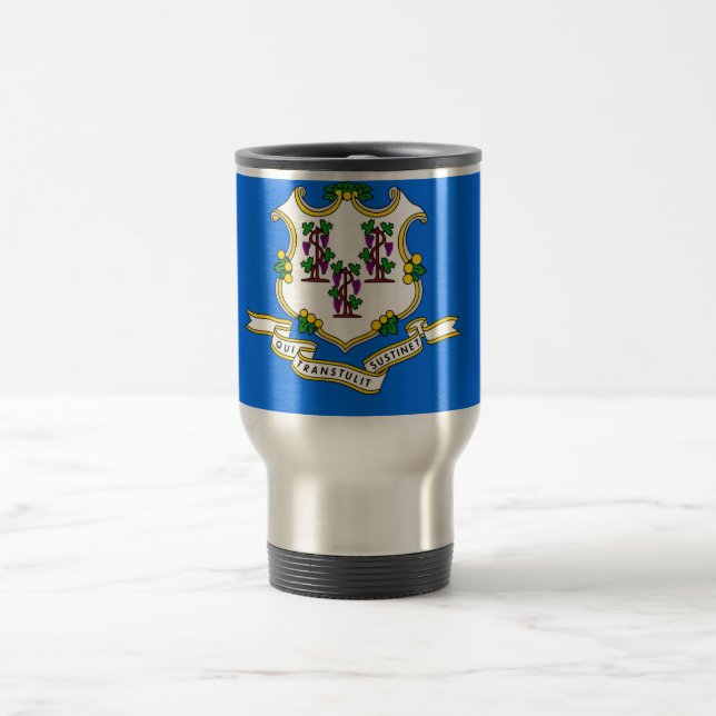 Travel Mug with Flag of  Connecticut State - USA (Center)