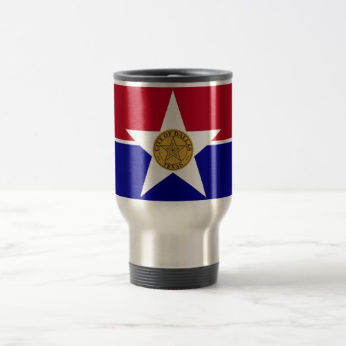 Travel Mug with Flag of Dallas Texas USA