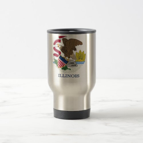 Travel Mug with Flag of  Illinois State _ USA