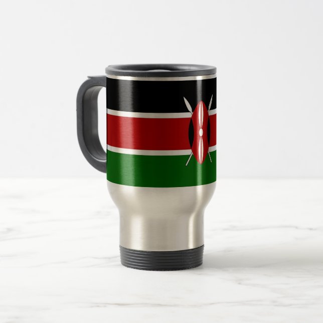 Travel Mug with Flag of Kenya (Front Left)