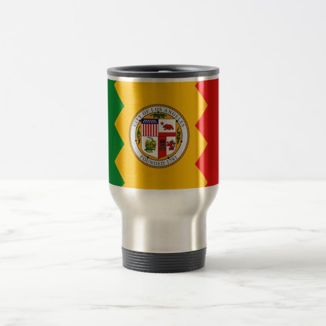 Travel Mug with Flag of Los Angeles, California (Center)