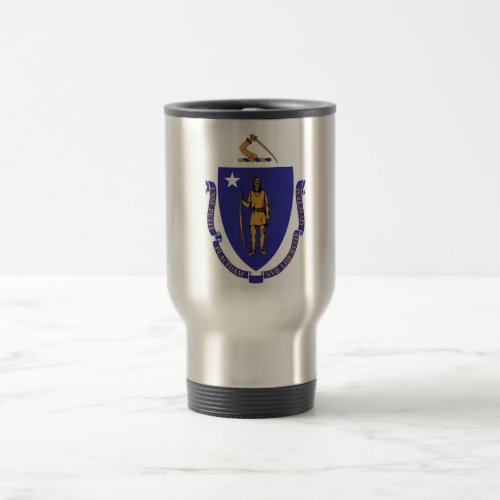 Travel Mug with Flag of  Massachusetts State _ USA