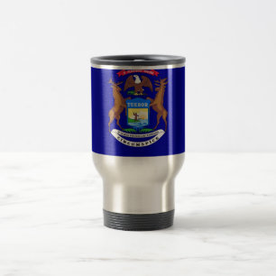 Travel Mug with Flag of  Michigan State - USA