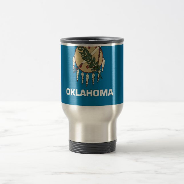 Travel Mug with Flag of  Oklahoma State - USA (Center)