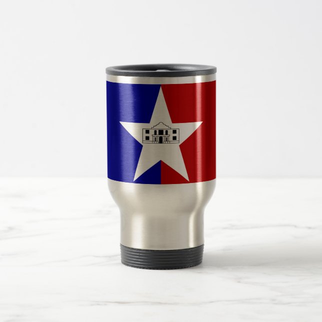 Travel Mug with Flag of San Antonio, Texas, USA (Center)