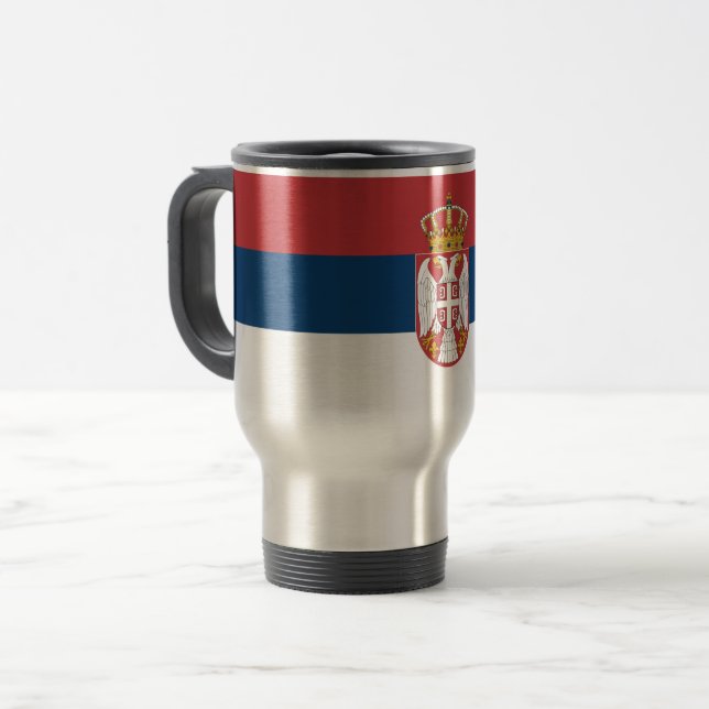 Travel Mug with Flag of Serbia (Front Left)