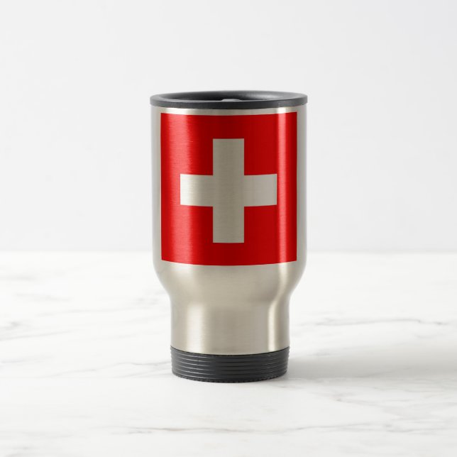Travel Mug with Flag of Switzerland (Center)