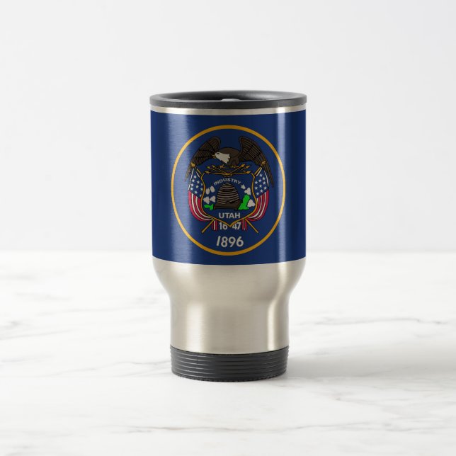 Travel Mug with Flag of Utah State - USA (Center)