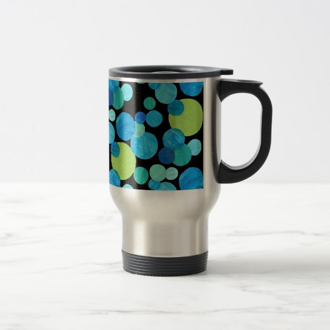 Travel Mug with Lid, Blue Moons Pattern (Right)