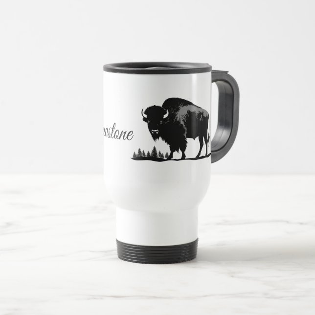 Travel Mug-Yellowstone Buffalo Travel Mug (Front Right)
