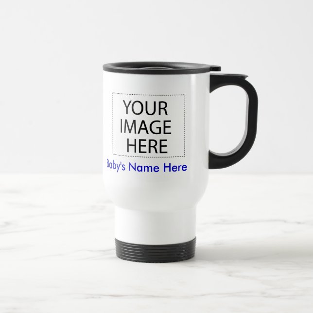 Travel Mug: Your Baby's Photo + Name (blue) Travel Mug (Right)