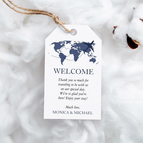 Travel Navy Blue Destination Wedding WELCOME Gift Tags