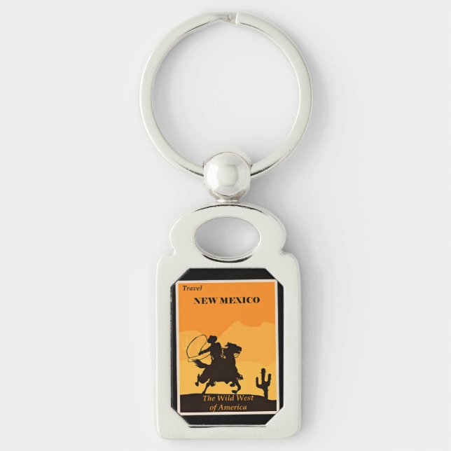 Travel New Mexico, vintage illustration  Keychain (Front)