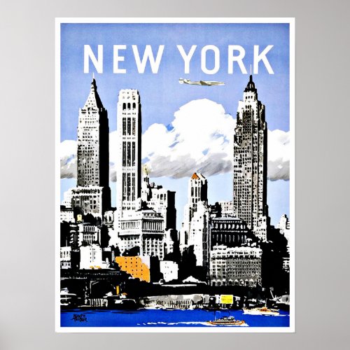 Travel New York America Vintage Poster