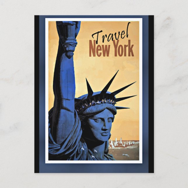 Travel New York, vintage travel poster, Postcard (Front)