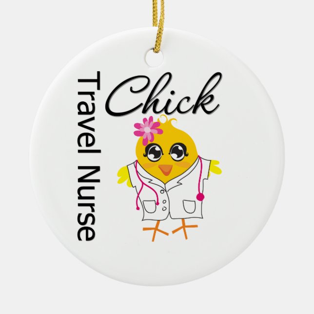 Travel Nurse Chick v2 Ceramic Ornament (Front)