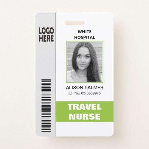 Travel nurse logo photo ID template lime green Badge