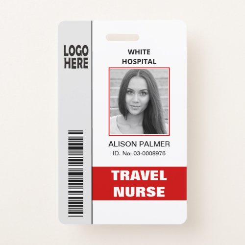 Travel nurse logo photo ID template red Badge