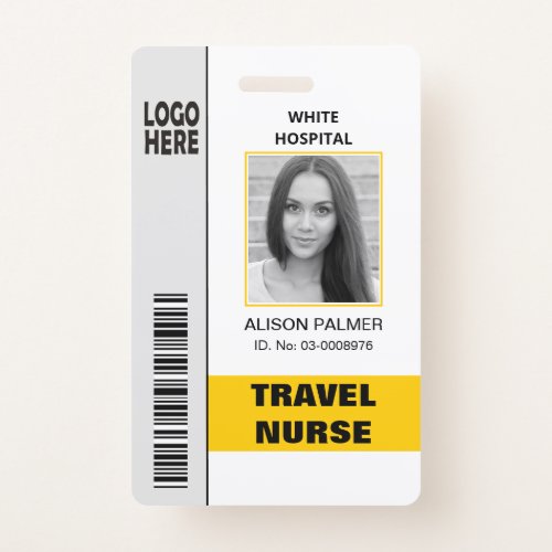 Travel nurse logo photo ID template yellow Badge