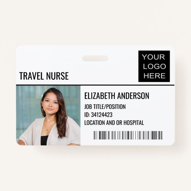 Travel Nurse Photo ID Hospital Logo Badge (Front)