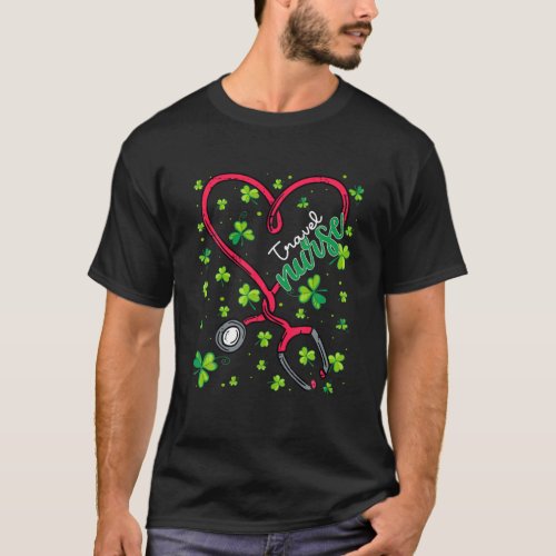 Travel Nurse St Patricks Day Love Stethoscope RN T_Shirt