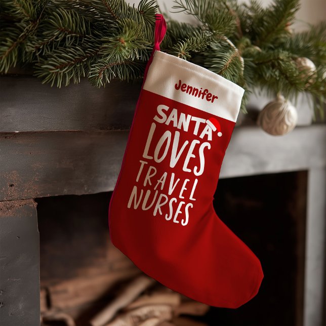 Travel Nurses Funny Cute Nurse Christmas Small Christmas Stocking (Creator Uploaded)