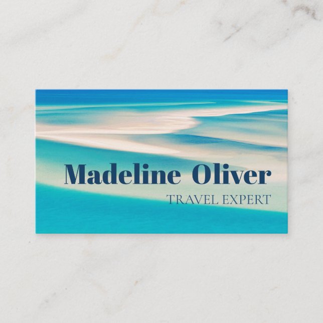 Travel Ocean Beach Sea Aqua Blue Stylish Business Business Card (Front)