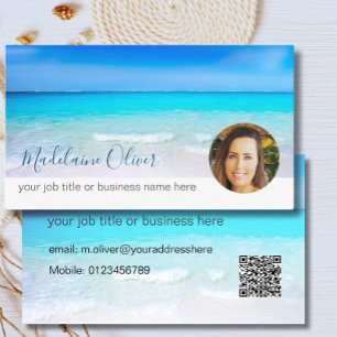 Travel Ocean Blue Photo Professional Business Card