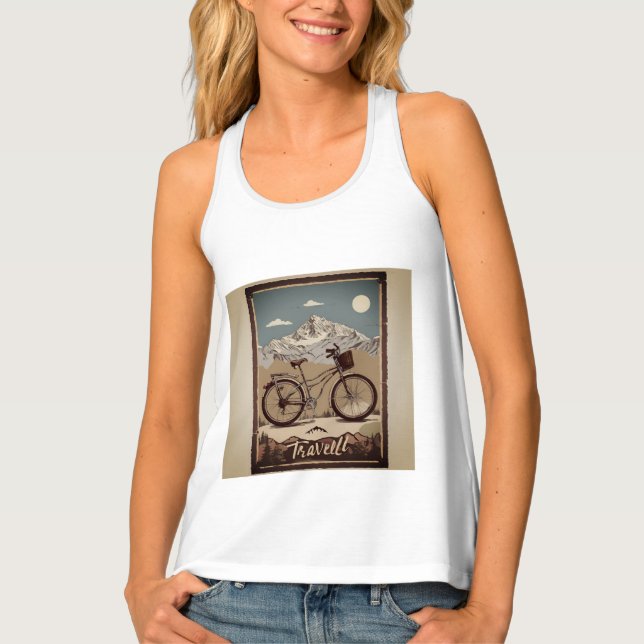 Travel On by Bicycle" Tank Top – Adventure Awaits (Front)
