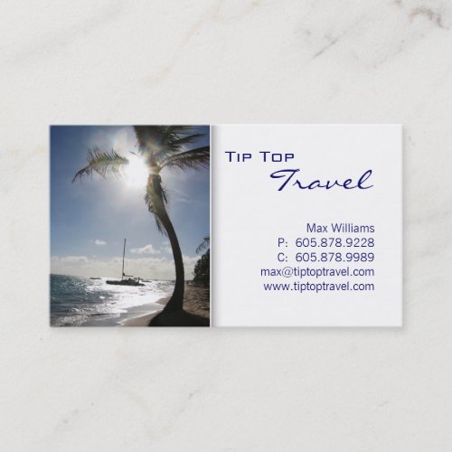 Travel Palm Tree Sun Ocean Boat Business Card