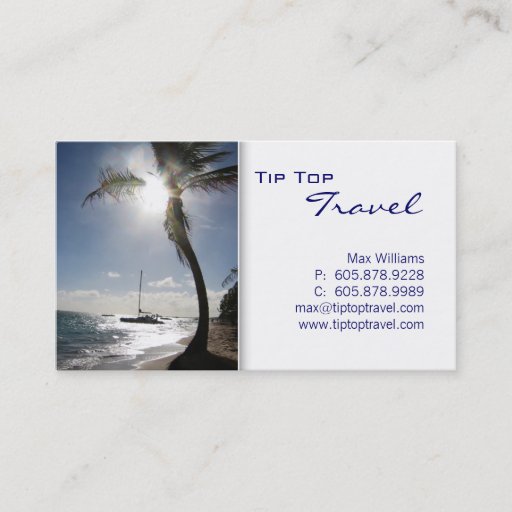 Customizable Travel Palm Tree Sun Ocean Boat Business Card