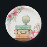 Travel Paper Plates Adventure Bridal shower Floral<br><div class="desc">♥ A perfect addition to your party! Travel Bridal Shower Party Theme.</div>