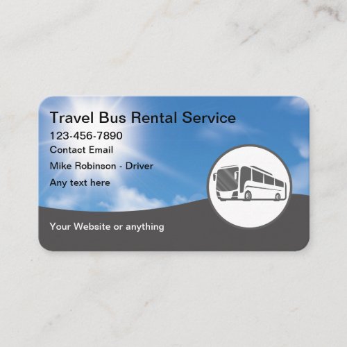 Travel Party Bus Rental Business Cards