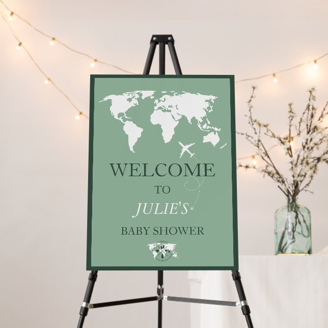Travel Passport Baby Shower Theme Welcome Sign (In Situ (Stand))