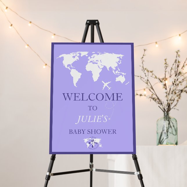 Travel Passport Baby Shower Theme Welcome Sign (In Situ (Stand))