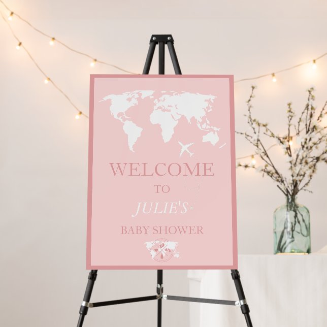 Travel Passport Baby Shower Theme Welcome Sign (In Situ (Stand))