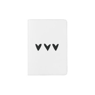 Travel Passport holder with black hearts