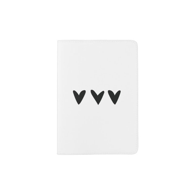 Travel Passport holder with black hearts (Front)