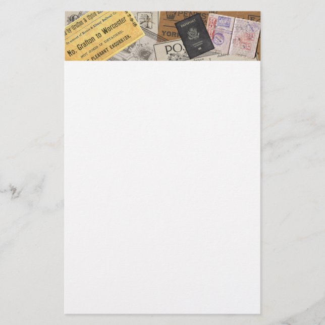 Travel Passport Ticket Header Stationery (Front)