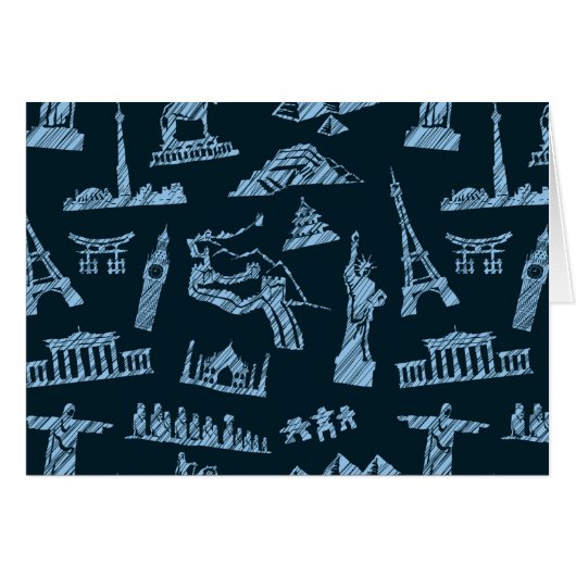 Travel Pattern In Blues Pattern Cards (Front Horizontal)